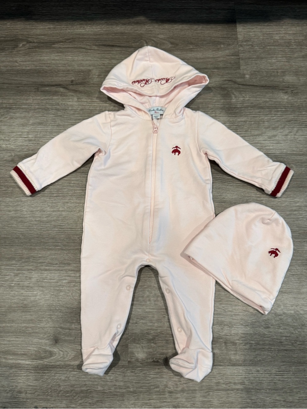Brooks Brothers Footie & Hat Set